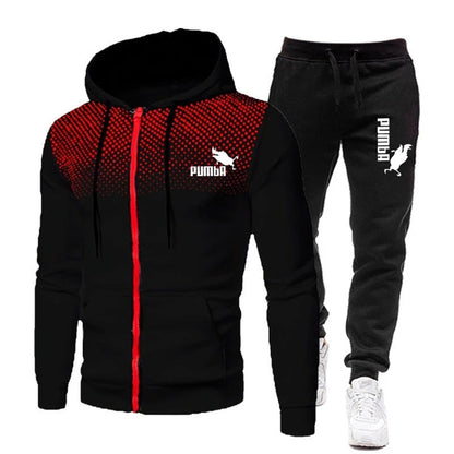 Printing Hoodie Set Fleece Zipper Sweatshirt Tracksuits