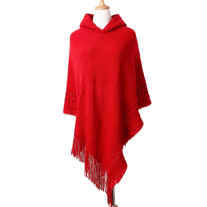 Tassel Cape Coat Fringe Poncho Oblique Stripe Coat Bohemian Shawl Scarf