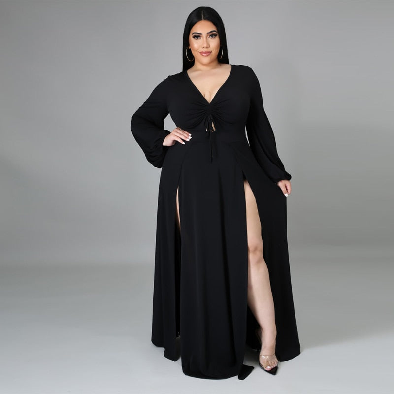 Elegant Luxury Plus Size Women Clothing V Neck