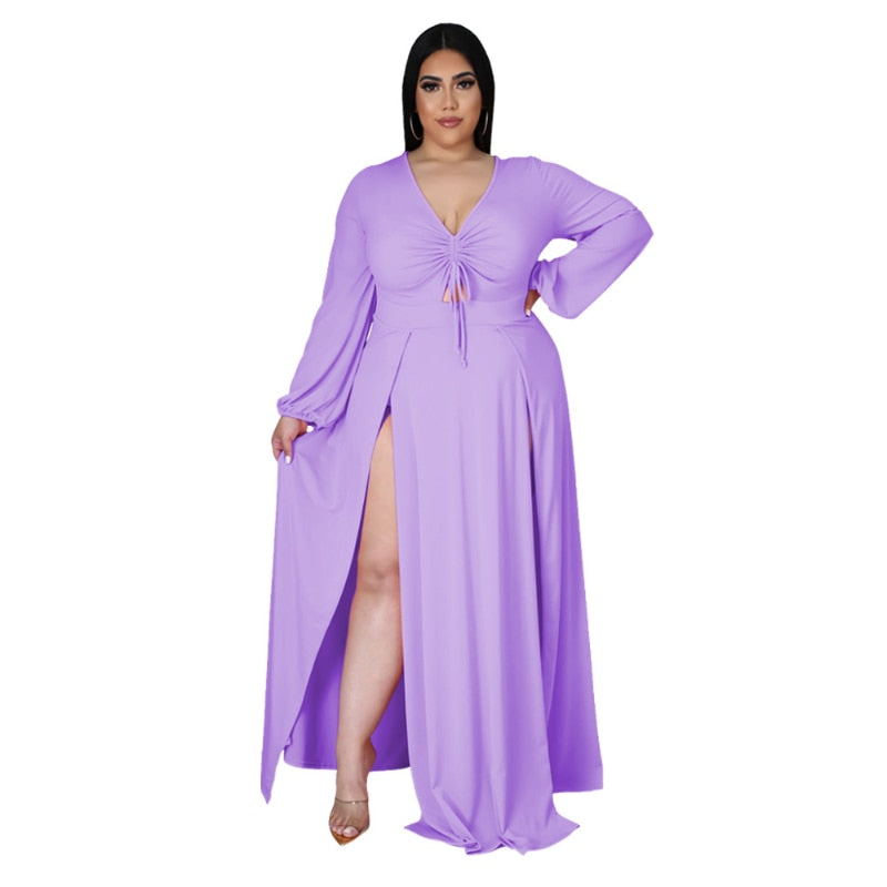 Elegant Luxury Plus Size Women Clothing V Neck