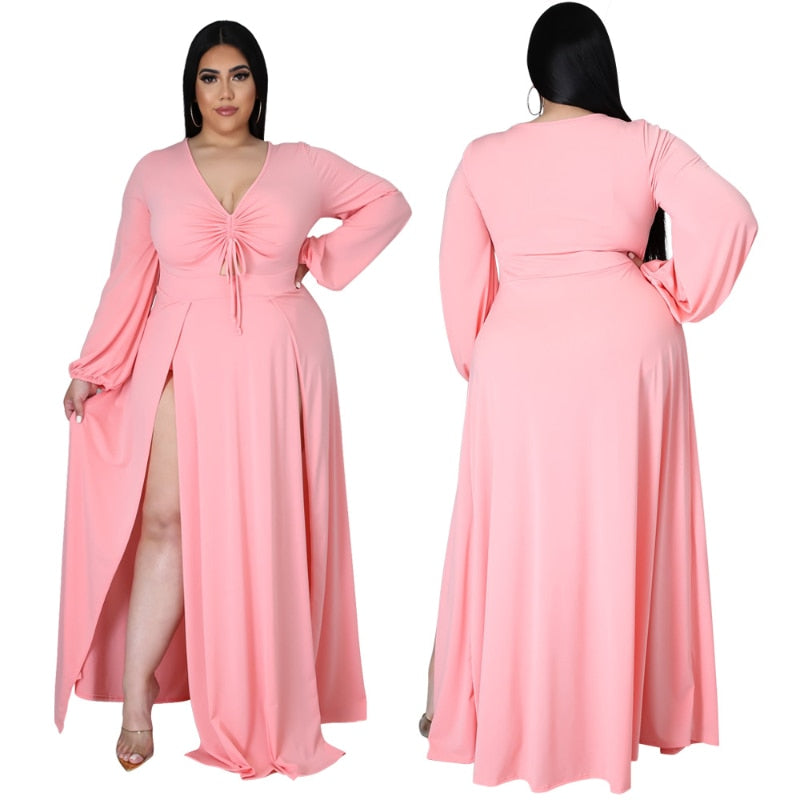 Elegant Luxury Plus Size Women Clothing V Neck