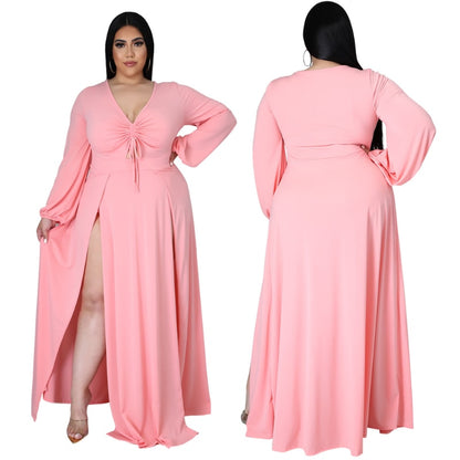 Elegant Luxury Plus Size Women Clothing V Neck