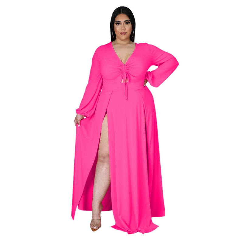 Elegant Luxury Plus Size Women Clothing V Neck