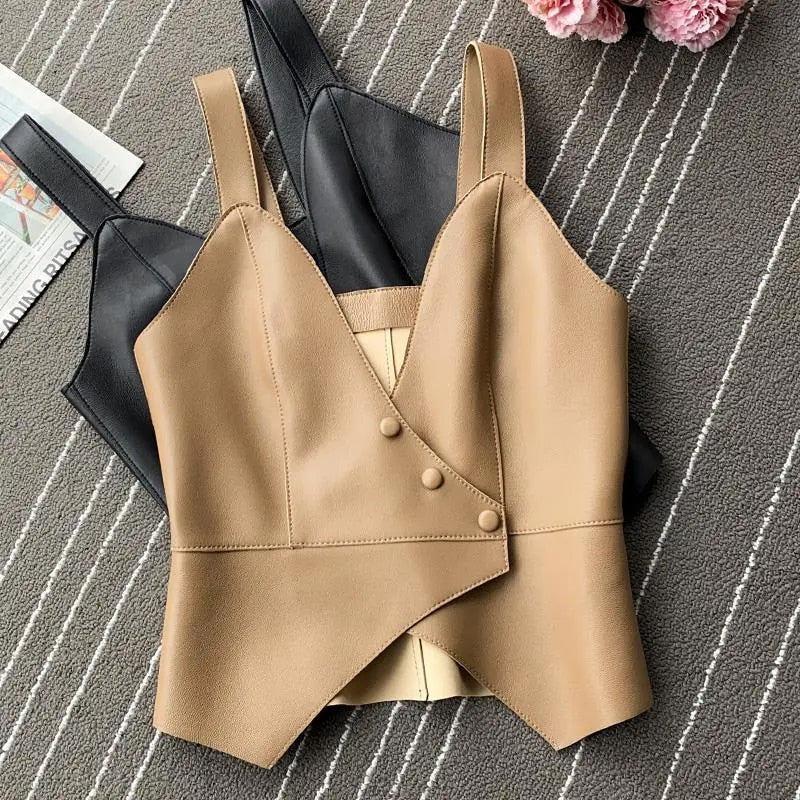 PU leather waistcoat Vest for Women