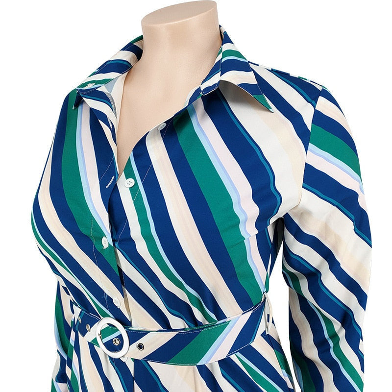 Stripe Full Sleeve T shirt Dresses - Azahshopping