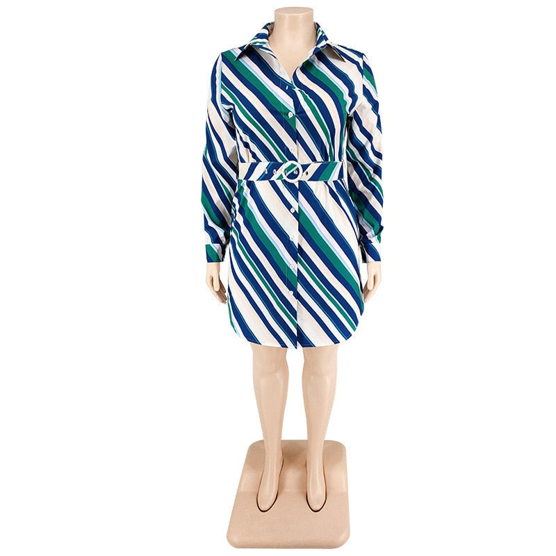 Stripe Full Sleeve T shirt Dresses - Azahshopping
