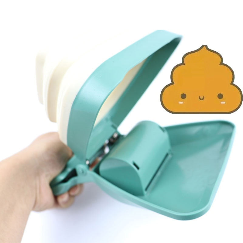 Pet Dog Foldable Pooper Scooper Poop Picker Portable Pet Feces Clip With 1 Roll Decomposable Bags