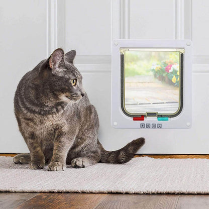 Pet Door 4 Way Lockable Dog Cat Kitten Door Security Flap Door ABS Plastic S/M/L Animal Small Pet Cat Dog Gate Door Pet Supplies|Cat Crates &amp; Cages|