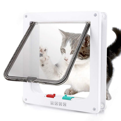 Pet Door 4 Way Lockable Dog Cat Kitten Door Security Flap Door ABS Plastic S/M/L Animal Small Pet Cat Dog Gate Door Pet Supplies|Cat Crates &amp; Cages|