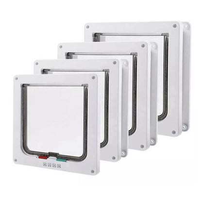 Pet Door 4 Way Lockable Dog Cat Kitten Door Security Flap Door ABS Plastic S/M/L Animal Small Pet Cat Dog Gate Door Pet Supplies|Cat Crates &amp; Cages|