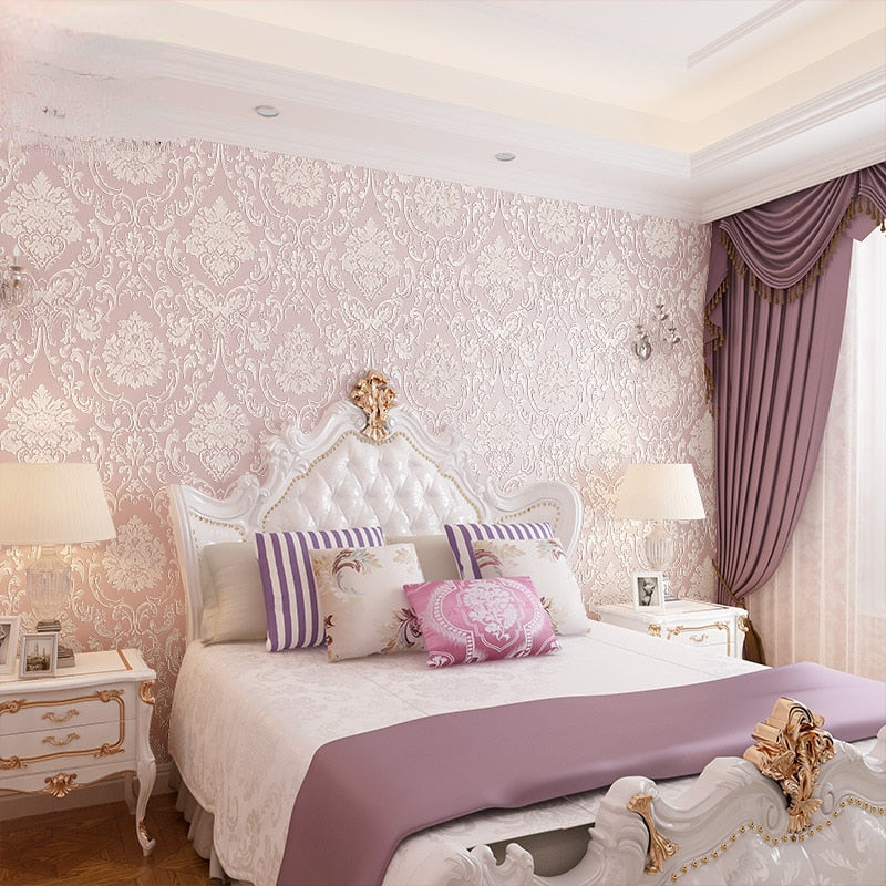 Pink 3d Floral Wallpaper For Girls Bedroom Wall Contact Paper 3d Texture Wall Sticker