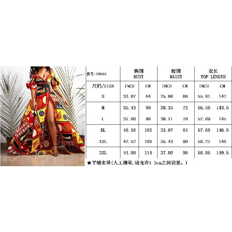 V neck Backless High waist Dashiki Ankara Dresse - Azahshopping