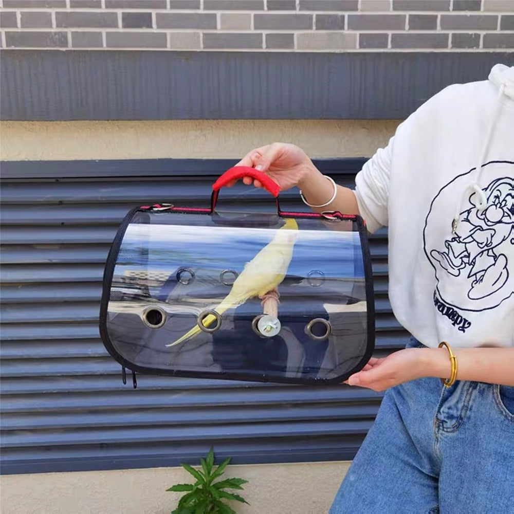 Portable Bird Carrier Parrot Backpack Bag With Perch For Small Animals