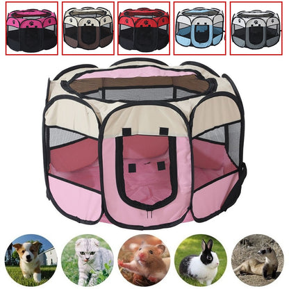 Portable Folding Pet Tent Dog House Octagonal Cage For Cat Tent Playpen Puppy