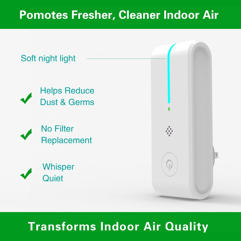 Portable Mini Negative Ion Generator Air Purifier Plug In