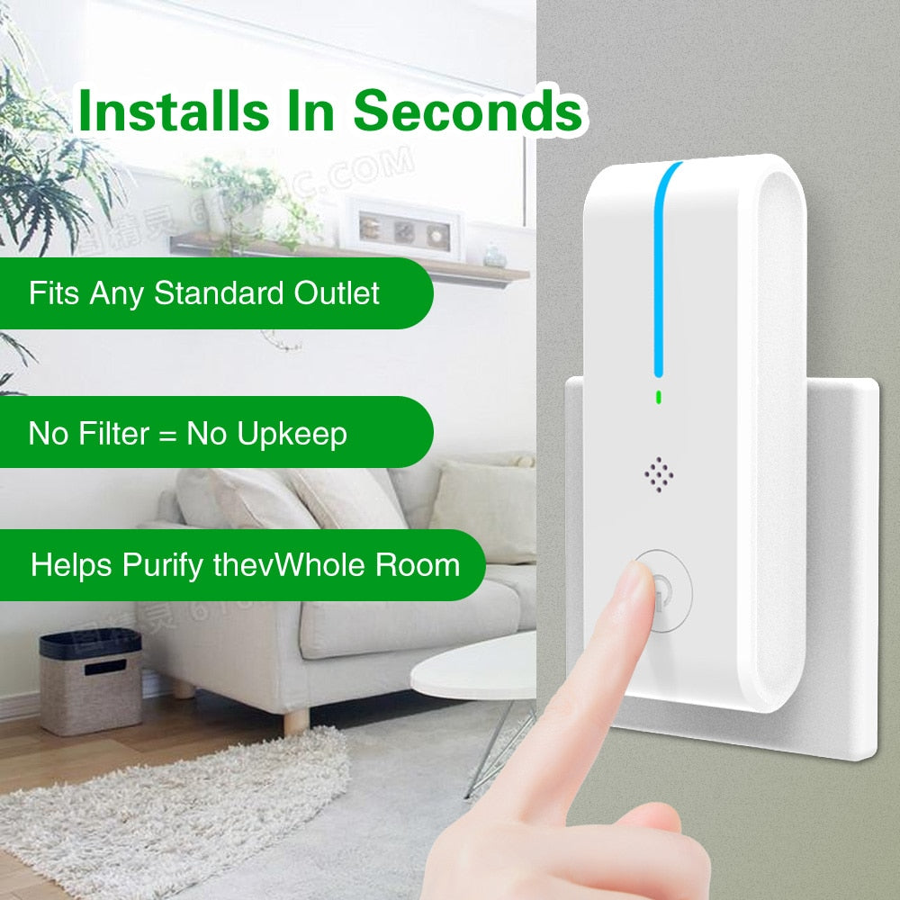 Portable Mini Negative Ion Generator Air Purifier Plug In