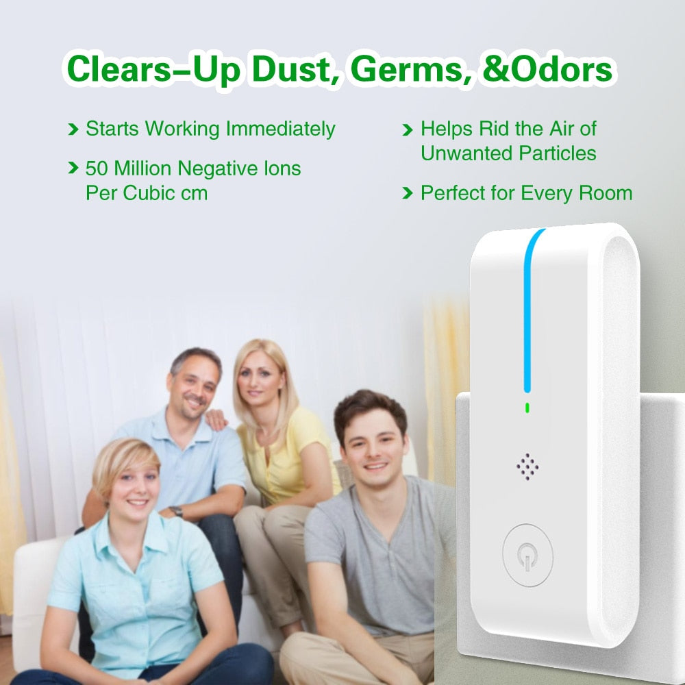 Portable Mini Negative Ion Generator Air Purifier Plug In