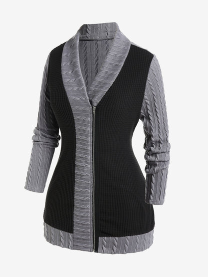 Knitted Zipper Cardigan for Women