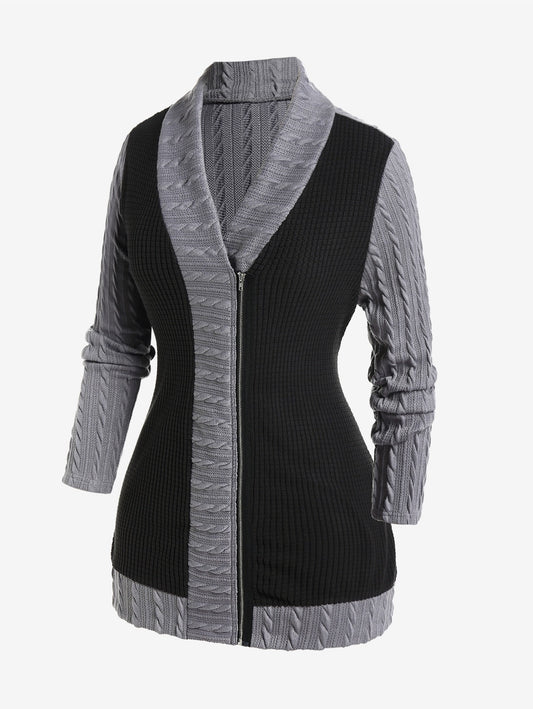 Knitted Zipper Cardigan for Women