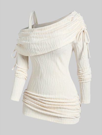 Folded Cinched Ruched Knitwear Sweater top