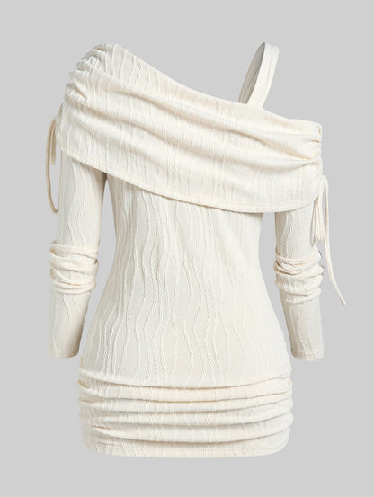 Folded Cinched Ruched Knitwear Sweater top