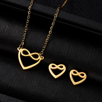 Stainless Steel Pendant Necklace Earrings Sets