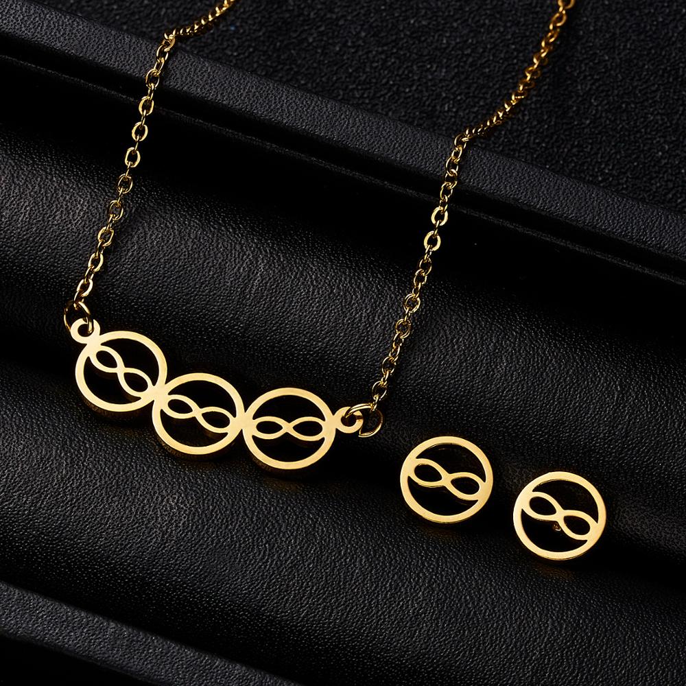 Stainless Steel Pendant Necklace Earrings Sets