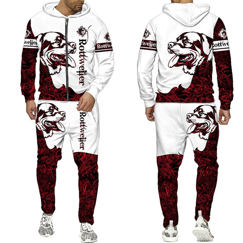 Rottweiler Dog 3d Printed Hoodie Suit Male Autumn Winter Casual Sweashirts Sweatpants Men Tracksuit Set