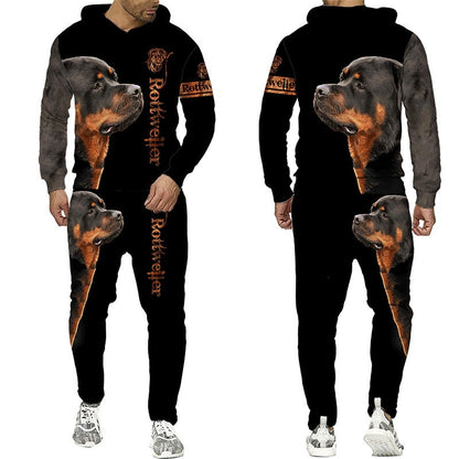 Rottweiler Dog 3d Printed Hoodie Suit Male Autumn Winter Casual Sweashirts Sweatpants Men Tracksuit Set