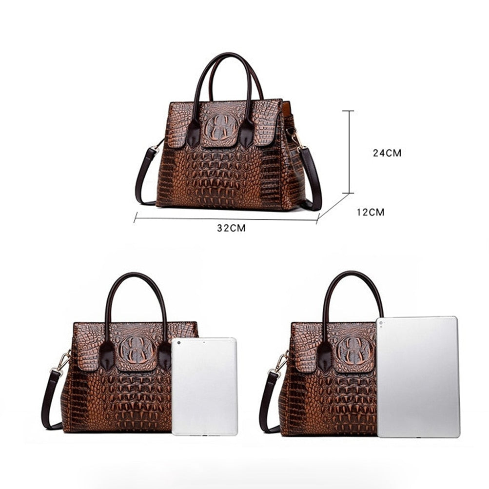 Women Handbag Genuine Leather Bags Women Crocodile Luxury Handbags Women Bags Designer Crossbody Bags Female Retro Tote Handbags