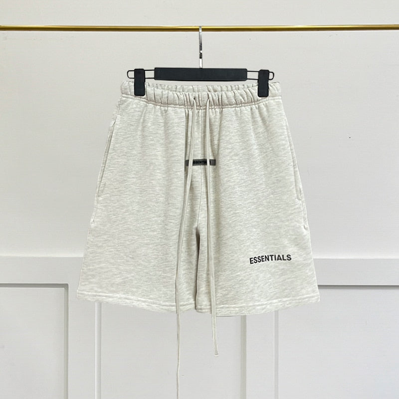 Unisex High Quality Essentials Reflective Letter Print Drawstring Shorts