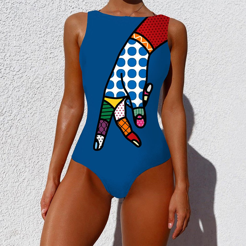 Print Swimsuit Bodysuit One Piece