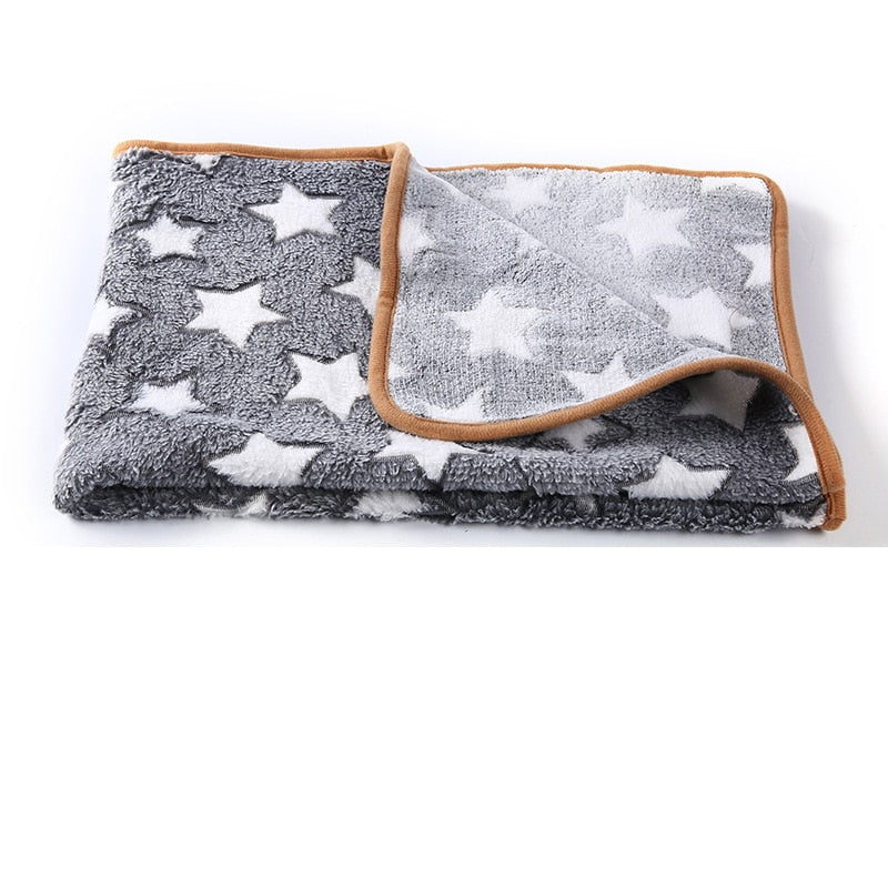 Fluffy Cute Star Printing Pet Mat Warm And Comfortable Pet Blanket For Dogs And Cats