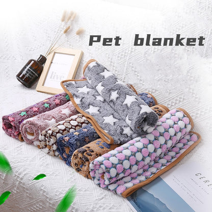 Fluffy Cute Star Printing Pet Mat Warm And Comfortable Pet Blanket For Dogs And Cats