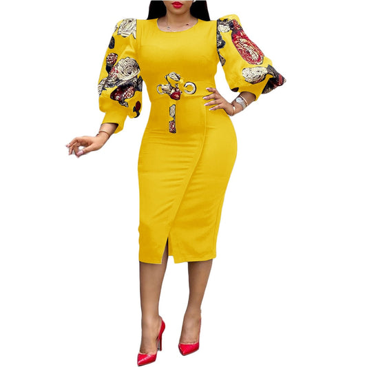 Sexy O-neck Perspective Long Sleeve African Dresses For Women - Azahshopping