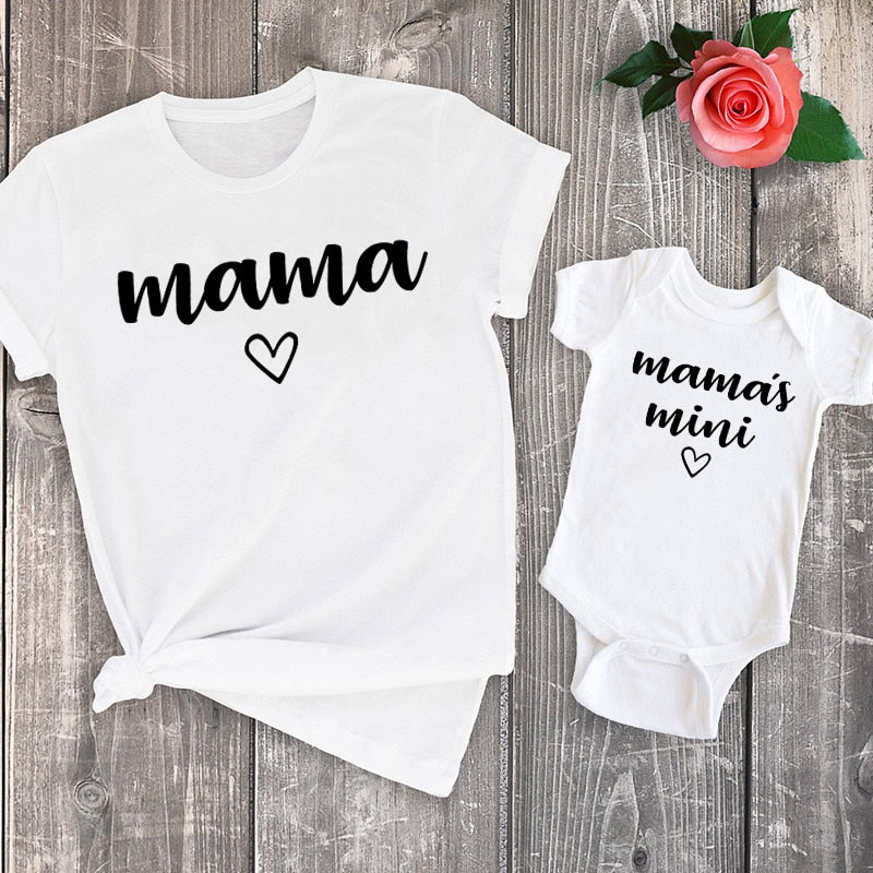 Mini Tshirt Mother Daughter Mum T-shirt Tops Toddler Baby Kids - Family Matching Outfits