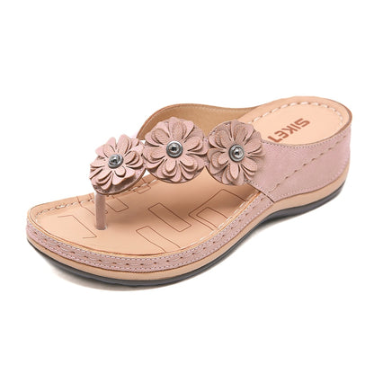 Summer Retro Flowers Flat Sandal For Women