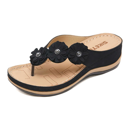Summer Retro Flowers Flat Sandal For Women