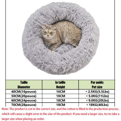 Super Soft Pet Cat Bed Plush Full Size Washable Calm Bed Donut Bed