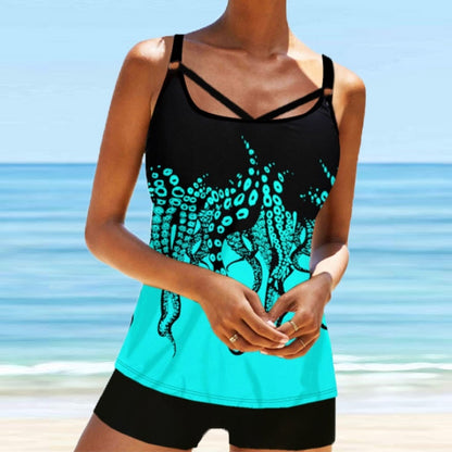 Tankini With Shorts High Waist Beachwear-Two Piece Set