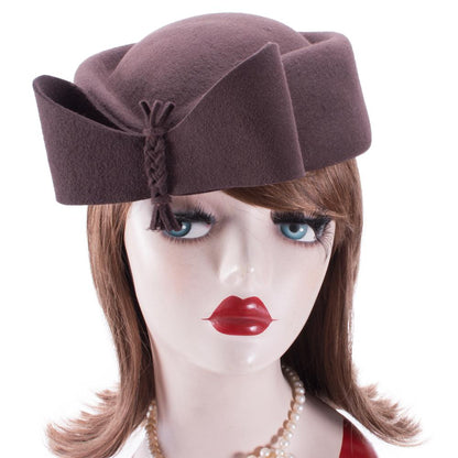 Teardrop Women Hats Vintage Look Pillbox Fascinator Hat Top Fancy Wool Felt Hat