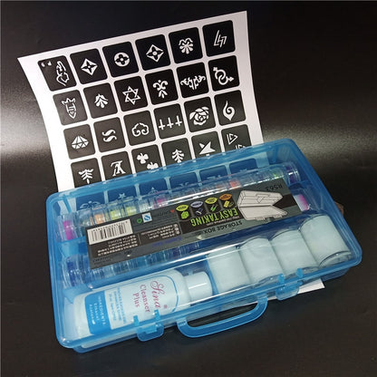Temporary Diamond Glitter Tattoo Kit 24 Colors Powder 4 Glue For Fake Tattoo
