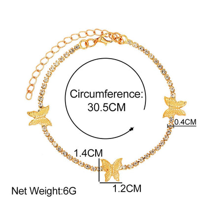 Trendy Shining Cute Butterfly Crystal Tennis Anklet for Women
