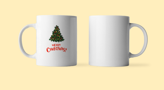 Red, Green Minimalist Merry Christmas Ceramic Mug 11oz