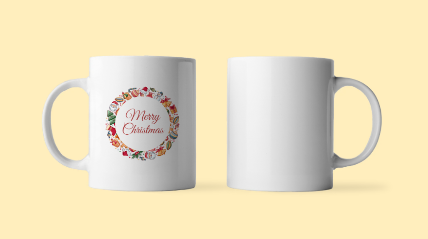 Red White Minimalist Merry Chrirtmas Ceramic Mug 11oz