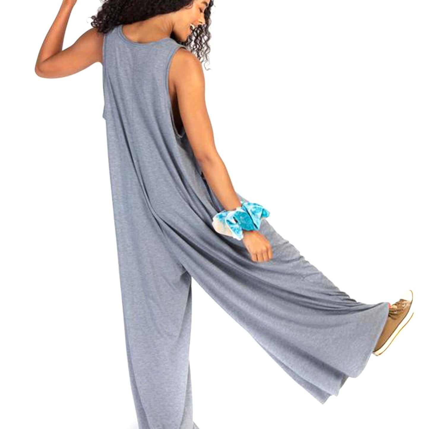 V Neck Casual Loose Boho Jumpsuit - Jumpsuits