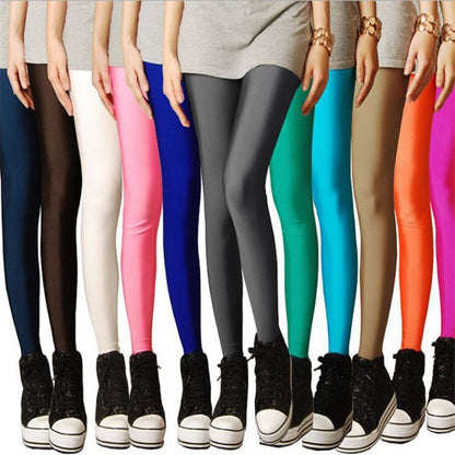 Shinny Elasticity Solid Color Leggings - Azahshopping