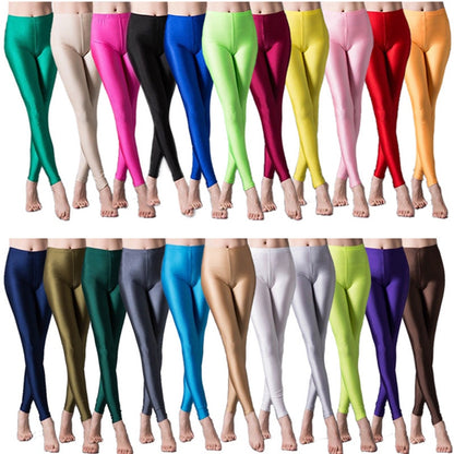 Shinny Elasticity Solid Color Leggings - Azahshopping