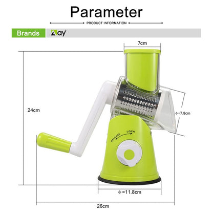 Vegetable Chopper 3 In 1 Round Cutter Potato Spiralizer Home Gadget