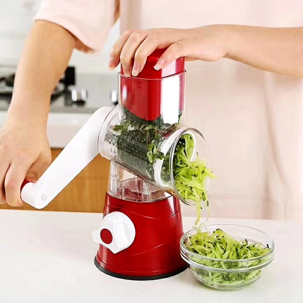 Vegetable Chopper 3 In 1 Round Cutter Potato Spiralizer Home Gadget